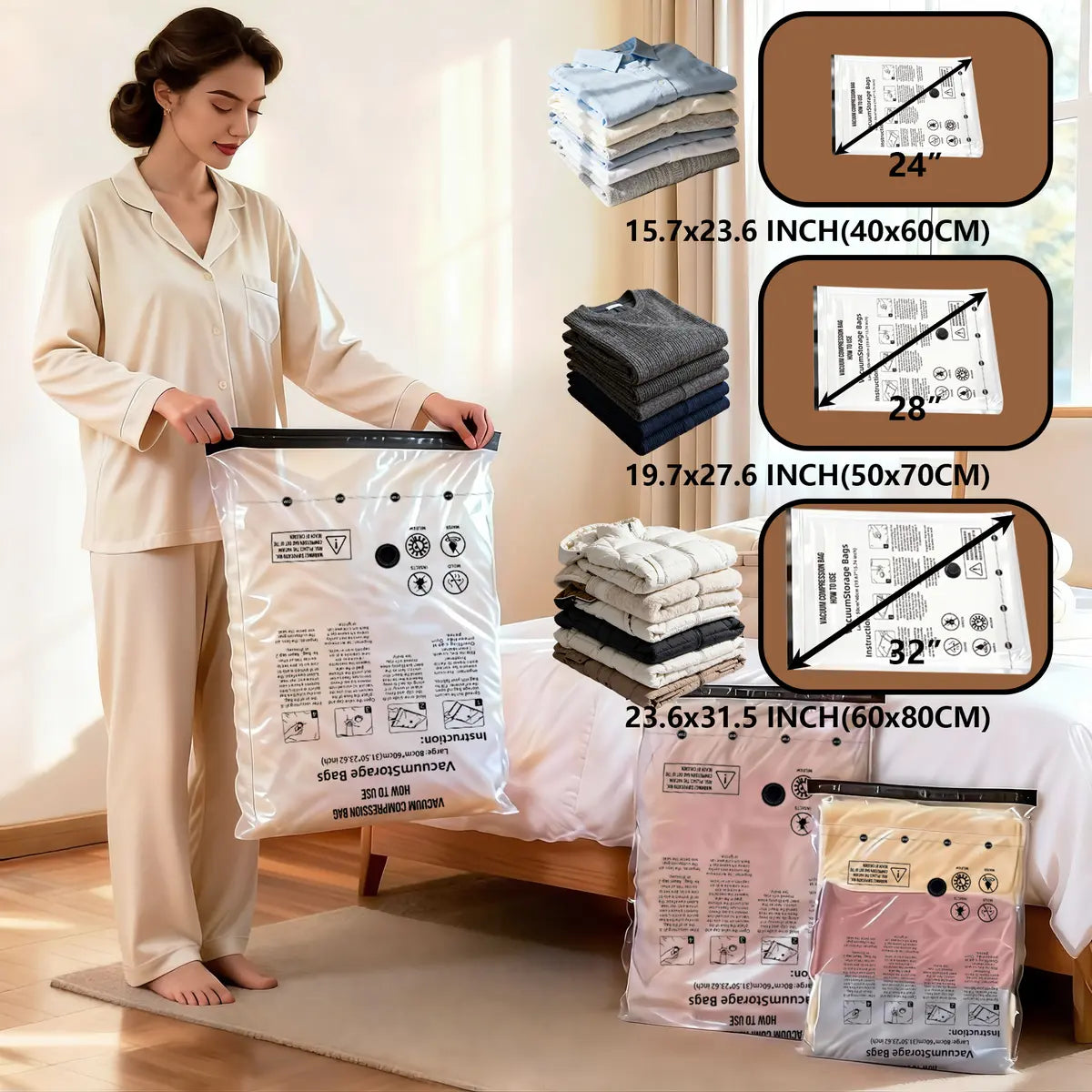 Snofrid Cordless Travel Vacuum Storage Compression Bag Set – 15-Pack in 3 Sizes – USB Rechargeable Handheld Pump with Built-In Battery – Waterproof & Reusable Space Saver for Clothes & Packing, Perfect for Carry-On Suitcases